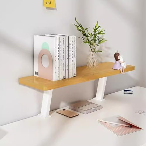 Versatile Clamp on Desk Shelf, Desk Extender Shelves, Heavy Duty Desktop Organizer for Gaming and Office Accessories, Ergonomic Computer Monitor and Laptop Riser, Printer Stand(Color:Natural,Size:L: 4