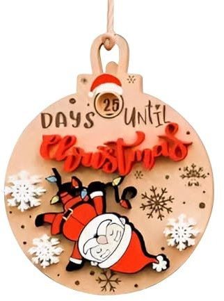 Smileshiney Countdown bis Weihnachten verschiebbares Ornament, rotierender Weihnachts-Countdown-Kalender - 25-Tage-Weihnachtsbaum-Rotationsornamente aus - Weihnachtsmann-Weihnachtskalender für