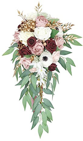 Pleayietoopiatiey Brautstrauß Blumen Tropfenform für Heimdekoration, Jahrestag, Party, Typ 13