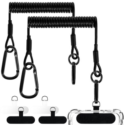 AOZUO 2 Stück Handykette Mit 4 Patches, Reloqq Handy Sicherung Smartphone Sicherung Flexiblem Spiralkabel Handyhalterung Rucksack Phone Strap Handygurt Handy AnhängerFür Mobiltelefone