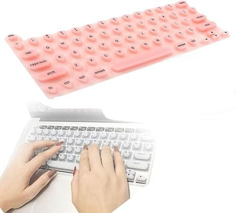 Keyboard Film for Nail Art,Full-Size Keyboard Film,Keyboard Cover for Long Nails,Silicone Raised Keyboard Protective Cover for Nail Art,Full-Size Nail Art Laptop Keyboard Cover for (Pink-Heart Shape)