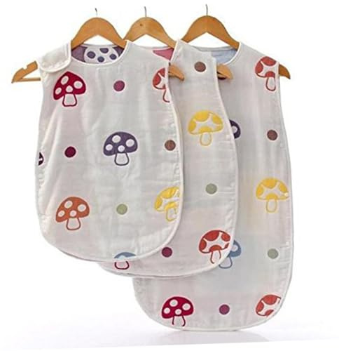 Babyschlafsack aus Baumwolle, 6-lagig, Klein, 1 Stück | Ärmellos mit Knöpfen Unten, für Neugeborene und Kleinkinder, Leicht und Einfach Beim Windelwechsel Zufälliger Stil