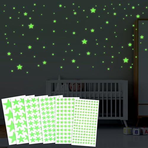 YQQYG 612 Stück Sternenhimmel Aufkleber, Leucht Aufkleber für die Decke, leuchtet im Dunkeln, Wandsterne, Sterne Leuchtend Selbstklebend für Decke, Kinderzimmer, Wanddekoration, Party