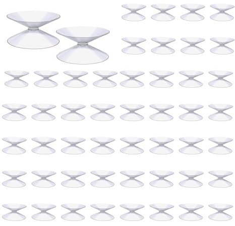 AMONENZ Ventouse Double Face, 50 Pièces 35 mm Petite Ventouse, PVC Transparent Ventouse Pare Soleil, pour Verre, Miroirs de Table, Fenêtres