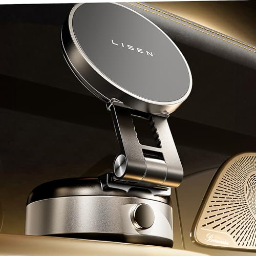 LISEN für Magsafe Autohalterung mit Elektrisch Saugnapf - [78+LBS Ultra-Saugleistung] [Automatische Adsorption] 2025 Faltbar Handy Halterung Auto Vakuum für iPhone 16 15 Pro Max, Schwarz