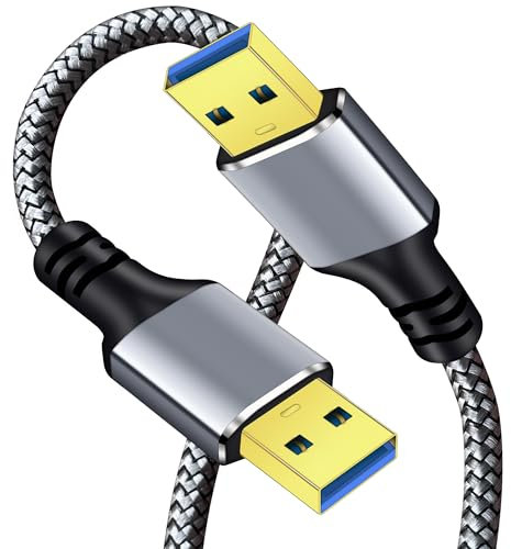 TanQY USB Cable 0.3M, USB 3.0 A to A Male to Male Cable Double End Type A Cord Compatible with Hard Drive Enclosures, KVM, DVD Player, TV, Laptop Cooler (Silver, 0.3M)