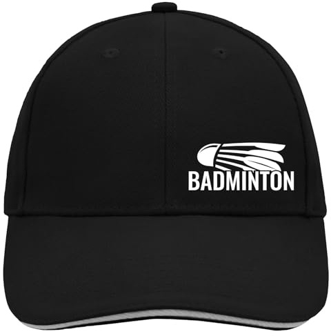 Huuraa Cappy Mütze Badminton Federball Black/Light Grey Baumwolle 6-Panel Kappe Geschenkidee