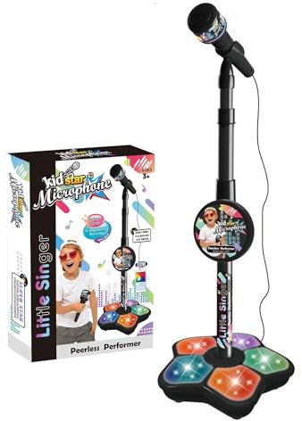 UUE Mikrofon, 70–100 cm verstellbares Spielzeug-Mikrofon, Abnehmbares Mikrofon Ständer, 360° Drehbares Karaoke Mikrofon, Spielzeug-Musikinstrument, für Kinder von 4-12 Jahren