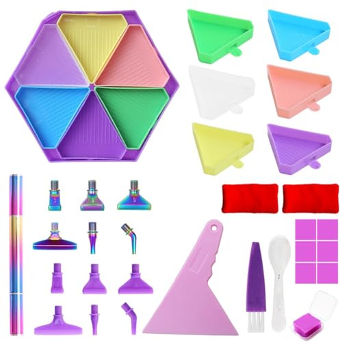 Sxmrmnx 6 Grid Palette Tray Kits Hexagon Large Capacity Drill Plate Art,A