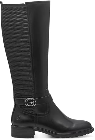 Infinity Leather Stivali da Equitazione Classici da Donna in Pelle Nera con Plateau Alto Fino al Ginocchio