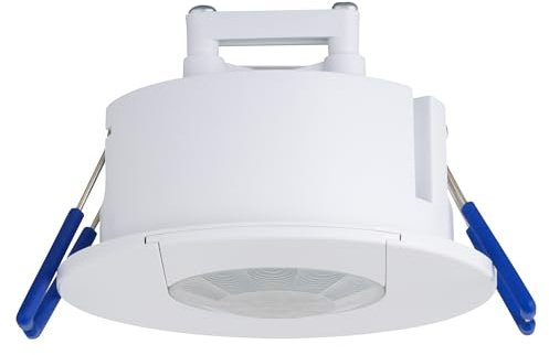 SEBSON Bewegungsmelder Unterputz, Reichweite 8m / 360°, programmierbar | LED geeignet 600W, Decken Montage Einbauloch Ø63-68mm, PIR Sensor, 3-Draht