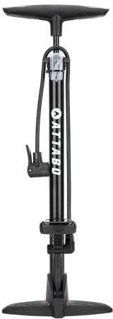 ATTABO WP.2 Bomba de Bicicleta con manómetro Digital de hasta 200 PSI (13,8 Bar) - Bomba de Suelo con Cabezal de válvula Universal para Presta FV Schrader AV Dunlop DV - Base Robusta Mango ergonómico