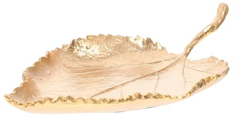 GLEAVI Zinklegierung Goldenes Blatt 1 Stück, Schmucktablett | Praktische Aufbewahrungsschale, Elegante Form für Schreibtisch und Wohnraum, als Dekoratives Geschenk