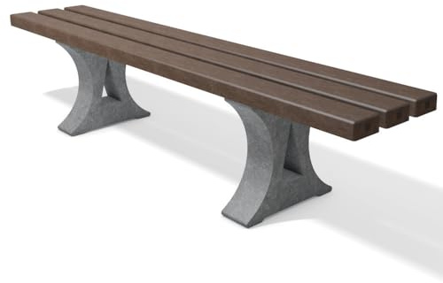 hanit® Canetti Gartenbank | Grau-Braun | 200 cm | aus 100% recyceltem Kunststoff | Wetterfeste Parkbank | ohne Rückenlehne