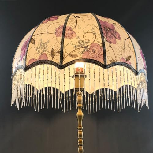 Vintage-Lampenschirm mit Quasten, viktorianischer Lampenschirm mit Fransen, gewölbt, Ersatz-Antikschirme für E27-Tischlampen, Stehlampen, 7, 87 x 7, 48, Stil 2, viktorianisch, Vin