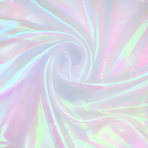 BUERPINKING Regenbogen Tulle Organza Stoffe zum Nähen, 150X500cm Farbverlauf Regenbogen Tüll Hautfreundlicher Organza-Stoff für Gardine Vorhänge Tischdecken Karneval Hochzeit Dekor (Weiß)