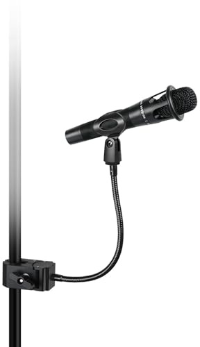 Flexibles Mikrofonstativ, 28,5 cm Gänsehalter Mikrofonhalterung | mit Tischklemme für Podcast, Kanzel & Rednerpult - Schwarz