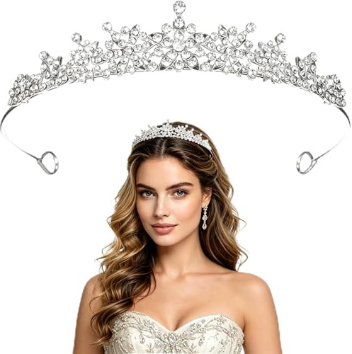 Kristall Krone Damen und Mädchen, Diadem Gold Silber Strass Tiara Haarschmuck für Hochzeit, Geburtstag, Abschlussball, Prinzessin Party