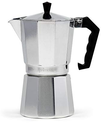 Primula Classic Stovetop Espresso and Coffee Maker, Moka Pot for Italian and Cuban Café Brewing, Greca Coffee Maker, Cafeteras, 9 Espresso Cups, Silver
