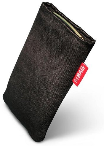 fitBAG Techno Noir Housse Pochette pour téléphone Portable en Tissu intérieur en Microfibres pour HTC HD2