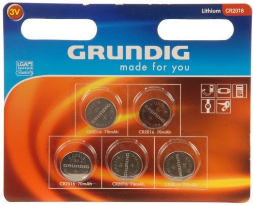 Grundig CR2016 Knopfzellen-Batterie (5-er Pack)
