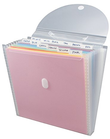 Advantus Erweiterbarer Papier-Organizer, Akkordeon-Datei-Organizer, wichtige Dokumente, transparent, mit 12 Taschen, Weiß, 30,5 x 30,5 cm