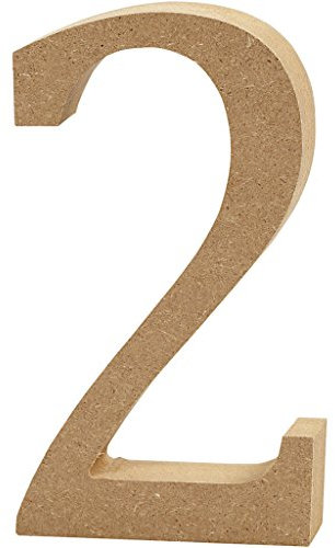 Creativ Deko-Nummer 2, MDF, 13 x 2 cm, Braun