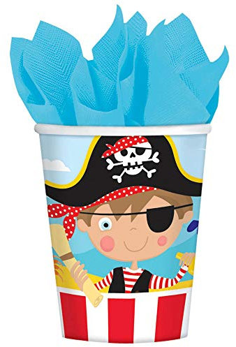 Amscan 581622 - Bicchieri di carta, tema: Piccoli pirati, da 266 ml