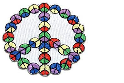 Peace Frieden Symbol - Aufnäher, Bügelbild, Aufbügler, Applikationen, Patches, Flicken, zum aufbügeln, Größe: Ø 6,6 cm