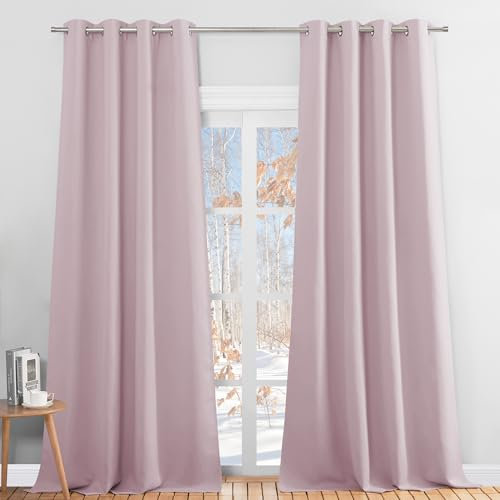 PONY DANCE Kinderzimmer Gardinen Mädchen 2er Set H 245 x B 140 cm Blackout Vorhang Hitzeschutz & Wärmeisolierend Thermogardinen mit Ösen Verdunklungsgardine, Hellpink