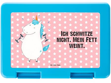 Mr. & Mrs. Panda Brotdose Einhorn Fitness - Geschenk, Diät, Unicorn, Gym, Sixpack, Butterbrotdose, Einhorn Deko, Snackbox, Pegasus, Einhörner,