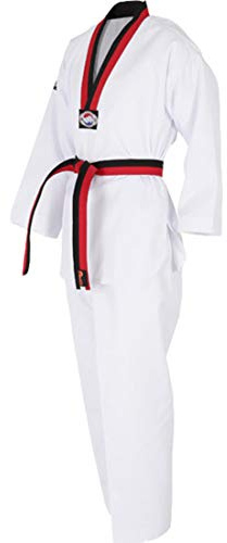 Mudoin Taekwondo Poom Uniform V Neck for Children TKD Martial Arts Akido Hapkido WTF POOM (110(Height 100-110cm)(3.28-3.61ft))