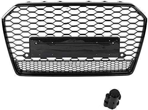 KIMISS ABS Front Sport Hex Mesh, RS6 Style Black Honeycomb Haubengrill für / S6 C7 2015-2018, direkter Sitz…