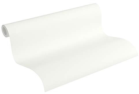 Esprit PVC-freie Vliestapete Eco Wallpaper Ökotapete Uni 10,05 m x 0,53 m grau weiß Made in Germany 365282 36528-2