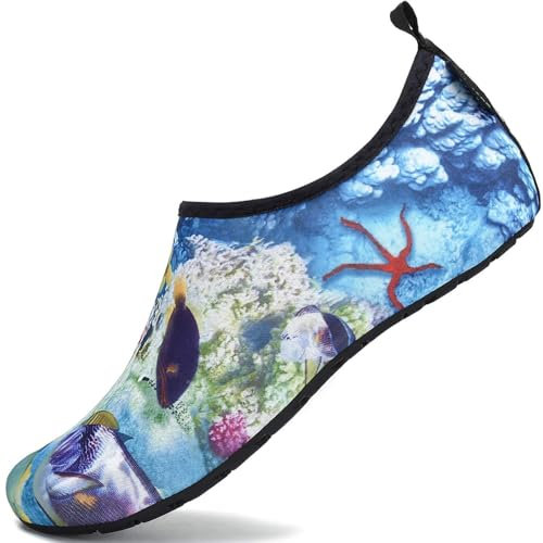 SAGUARO Schwimmschuhe Damen Atmungsaktiv Leicht Herren Surfschuhe Weiche Bequeme Badeschuhe Sommer Outdoor Meer Strand, Blau 44/45