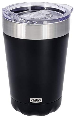 Hama Thermobecher, 270ml, „Office“ (14cm Höhe, passt unter Padmaschine/Vollautomat, Isolierbecher für Kaffee/Tee, doppelwandig isoliert, Silikon Dichtungsring) Kaffeebecher/Teebecher schwarz