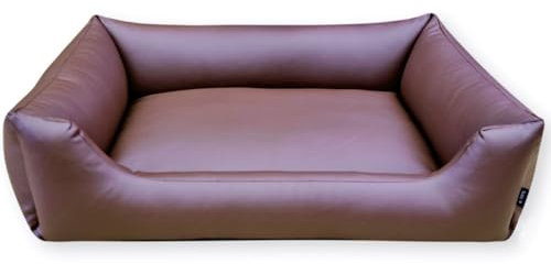 4L Textil Mario Wasserfestes Hundebett Aus Kunstleder - Hundekorb für Große Hunde, Hundesofa XXL, Hundekissen (140x110 cm, Braun)