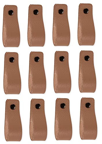Brute Strength - Ledergriffe für Möbel - Taupe - 12 Stück - 16,5 x 2,5 cm - Schrankgriff, Türgriff für Küche, Bad, Schränke, Kommode, Holz