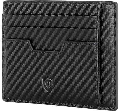VON HEESEN Kartenetui mit RFID Schutz - 9 Fächer - Querformat Kreditkartenetui für Damen & Herren (Carbon-Schwarz)