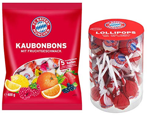 FC Bayern München Fan Set | Süßigkeiten | Kaubonbons | Lollipops