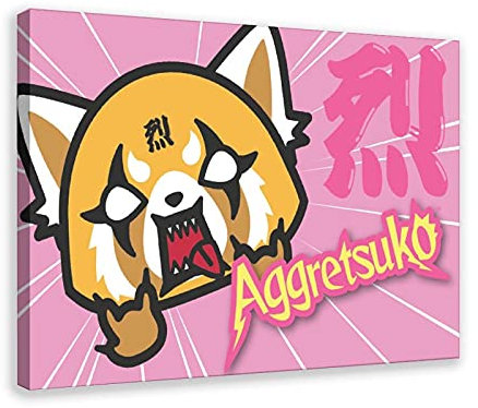 Anime Aggretsuko 5 Leinwand-Poster, Wandkunst, Dekordruck, Gemälde für Wohnzimmer, Schlafzimmer, Dekoration, Rahmen: 50 x 75 cm