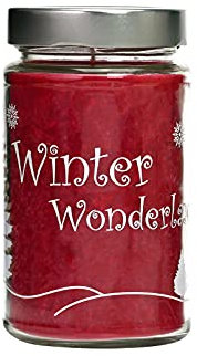 Candle Factory Bedruckte Duftkerze „Winterwonderland“ aus pflanzlichem Stearin im großen dekorativen Schraubglas, ca. 60h Brennzeit, Duft: Zimtzauber