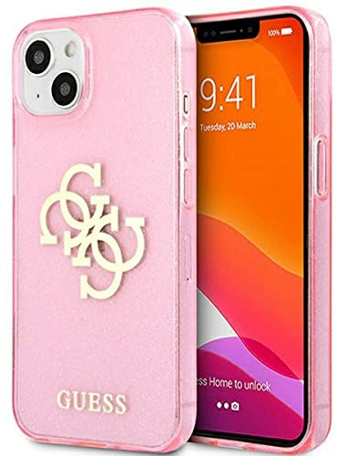 GUESS GUHCP13SPCUGL4GPI Hülle für iPhone 13 Mini 5,4 rosa Glitter 4G Big Logo Rot