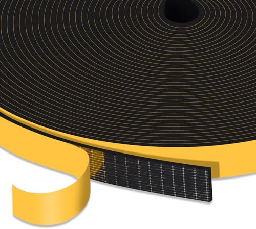 YIMIKI Burlete Espuma Puerta Entrada, Tira Sellado Junta Espuma Aislante Acústico, para Grieta Antigolpe Resistente Buffer de Armario, Aire Acondicionado, 12mm(W) X 1.5mm(T), 10m Largo