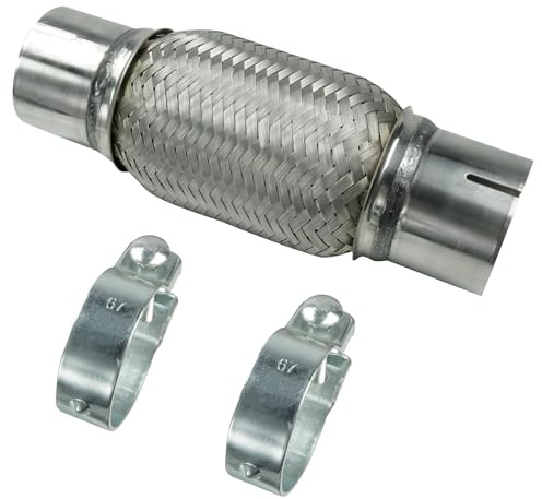 DL-Racing Ø 63mm / 2,5'' Edelstahl Flexrohr in Interlock Bauweise mit Schellen Abgasanlage Auspuff 150/250mm