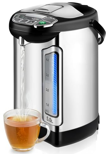 NutriChef Einkochautomat & Heißwasserspender 5L – Edelstahl Boiler mit Sicherheitsdeckel & Tropffreiem Hahn | Warmhaltefunktion für Glühwein, Tee, Kaffee | Gewerblich & Privat | 1100W Kompaktgerät