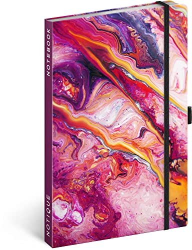 NOTIQUE Notizbuch Liniert mit Gummiband 13x21cm ca. A5, Hardcover Notebook, Notizblock, Notizheft, Journal, Tagebuch für Erwachsene, Damen (Marble)
