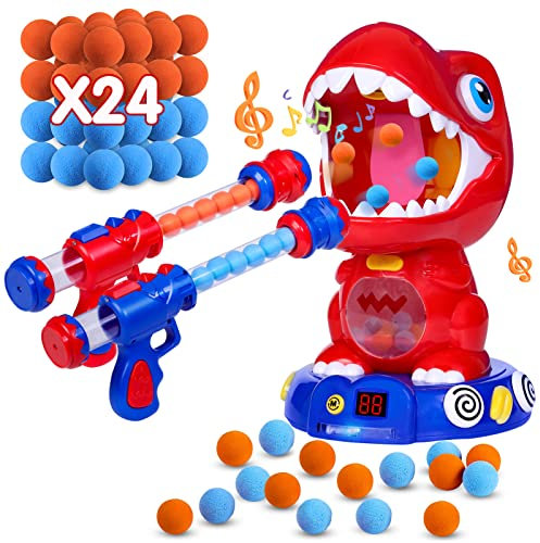 NATTHSWE Bewegliches Dinosaurier Schießspielzeug Schießspiele für Kinder 5 6 7 8 9 +Jahre Jungen Mädchen mit Sprühfunktion Outdoor Score Rekord Garten Spielzeug