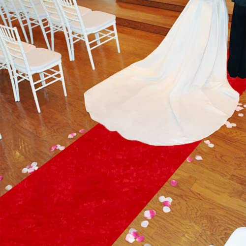 FUHSY Roter Gang-Dekorationen für Hochzeitszeremonie, 1,2 m breit und 9 m lang, Samtstoff, Hochzeitsläufer, Teppichläufer, Teppich für Party, Hochzeit, Läufer, Gang, Außenbereich, Braut, Laufsteg