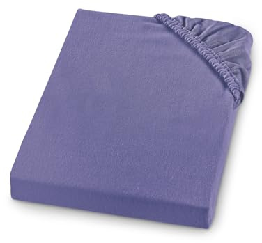 sleepling Feinbiber Spannbettlaken 180x200 cm, Steghöhe 25 cm, Violett | 100% Baumwolle, Rundumgummizug, Bettlaken 180 x 200 cm, Made in Germany, OEKO-TEX, Waschbar bis 60 Grad